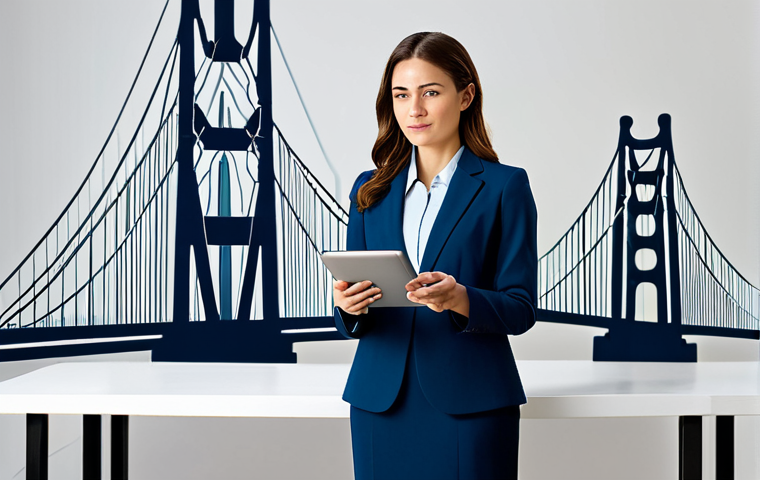 A professional female linguist, elegantly dressed in a modest business suit, stands poised between two abstract, subtly distinct cultural motifs, symbolizing a bridge between worlds. She holds a stylus and tablet, indicating thoughtful work. The overall atmosphere is sophisticated and intelligent, with professional lighting and sharp focus.
    fully clothed, modest clothing, appropriate attire, professional dress, safe for work, appropriate content, professional, perfect anatomy, correct proportions, natural pose, well-formed hands, proper finger count, natural body proportions, high-quality photography, detailed, crisp.